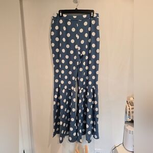 Blue POLKA DOT FLARE BELL BOTTOM PANTS